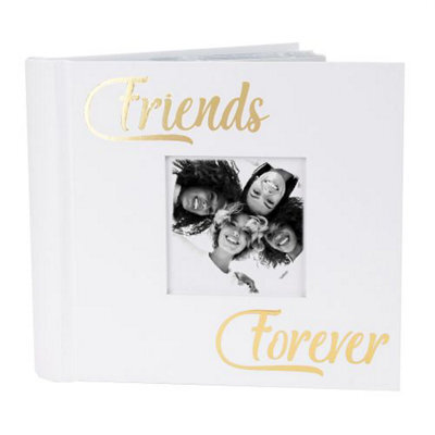 Happy Homewares Modern Friends Forever Photo Album With Gold Foil Text - Holds 80 4X6 Pictures - image 1