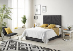 "Somnior Beds Platinum Divan Bed Set With Mattress & 30"" Headboard - Plush Velvet, Black, 4Ft6 Double" - thumbnail 2