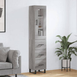 Berkfield Highboard Grey Sonoma 34.5X34X180 Cm Engineered Wood - thumbnail 1