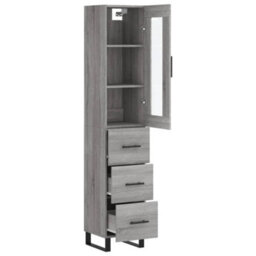 Berkfield Highboard Grey Sonoma 34.5X34X180 Cm Engineered Wood - thumbnail 4