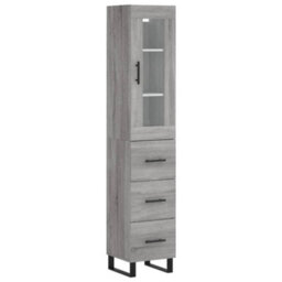 Berkfield Highboard Grey Sonoma 34.5X34X180 Cm Engineered Wood - thumbnail 2