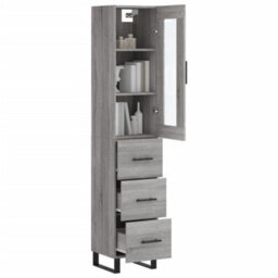 Berkfield Highboard Grey Sonoma 34.5X34X180 Cm Engineered Wood - thumbnail 3