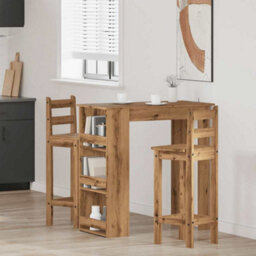 Berkfield Bar Table With Storage Rack Artisan Oak 102X50X103.5 Cm - thumbnail 3