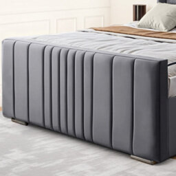 UKBEDFURNITURE Balmoral Wingback Grey Plush Valvet Upholstered Bed Frame - Blackboard With 10 Inch Orthopedic Mattress - 48 Inch Headboard - thumbnail 3