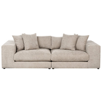 Beliani Sofa 3 Seater Glorvika Ii Fabric Taupe - image 1