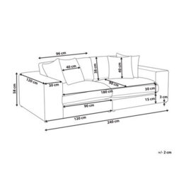 Beliani Sofa 3 Seater Glorvika Ii Fabric Taupe - thumbnail 3