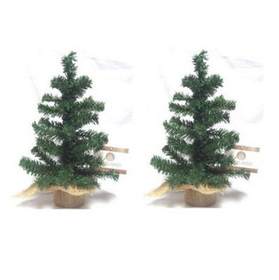 Everlands 2X 45Cm Mini Artificial Tabletop Christmas Tree Natural Jute Bag Compact Xmas Tree - image 1