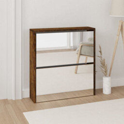 Walplus Shoe Cabinet With Mirror 2-Layer Smoked Oak 63X17X67 Cm - thumbnail 1