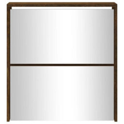 Walplus Shoe Cabinet With Mirror 2-Layer Smoked Oak 63X17X67 Cm - thumbnail 5