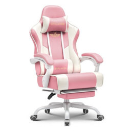 Luckracer Gaming Chair For Adults Computer Chairs With Footrest Ergonomic Height Adjustable Reclining Pc Chair, Pink - thumbnail 1