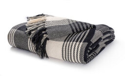 Ehc Premium  Reversible 100% Cotton Large 225 X 250 Cm Tartan Throws For Sofa, Bedspread, Black
