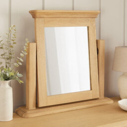 The Furniture Market French Chateau Oak Vanity Dressing Table Mirror Solid Adjustable Hinged Mirror Timeless French Design Natural Whitewash Finish