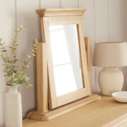 The Furniture Market French Chateau Oak Vanity Dressing Table Mirror Solid Adjustable Hinged Mirror Timeless French Design Natural Whitewash Finish - thumbnail 2