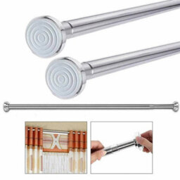 Heavy Duty Extendable Telescopic Shower Curtain Pole Rail Rod Bath 125-220Cm - thumbnail 3