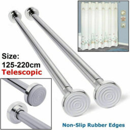Heavy Duty Extendable Telescopic Shower Curtain Pole Rail Rod Bath 125-220Cm - thumbnail 2