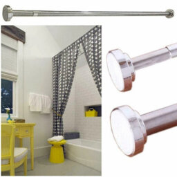 Heavy Duty Extendable Telescopic Shower Curtain Pole Rail Rod Bath 125-220Cm - thumbnail 5