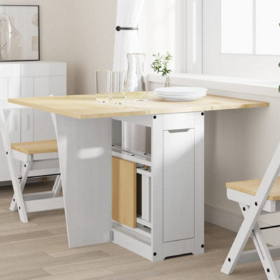 Walplus Butterfly Dining Table Foldable Corona White Solid Wood Pine - image 1