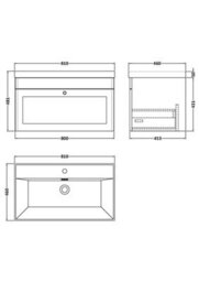 Balterley Swynnerton Traditional 1 Drawer Wall Hung Vanity Unit With Thin Edge Basin, Satin Green, 800mm - thumbnail 2
