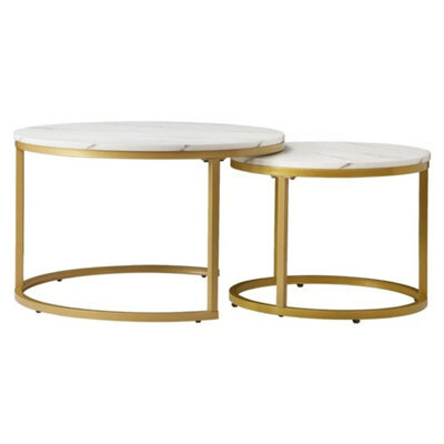 Nesting Coffee Tables Set Of 2 Round Stacking Sofa Side Tables - image 1