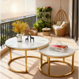Nesting Coffee Tables Set Of 2 Round Stacking Sofa Side Tables - thumbnail 4