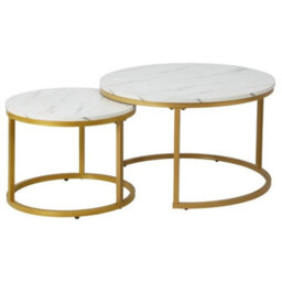 Nesting Coffee Tables Set Of 2 Round Stacking Sofa Side Tables - thumbnail 3