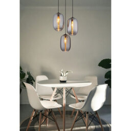 Luminosa Lighting Luminosa Jefrey Cluster Pendant Ceiling Light Matt Black Smoke Glass Shade 3X E27 - thumbnail 4