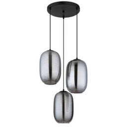 Luminosa Lighting Luminosa Jefrey Cluster Pendant Ceiling Light Matt Black Smoke Glass Shade 3X E27 - thumbnail 2