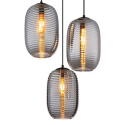 Luminosa Lighting Luminosa Jefrey Cluster Pendant Ceiling Light Matt Black Smoke Glass Shade 3X E27 - thumbnail 3