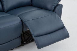 Navy Blue Leather Electric 2 Seater Recliner Sofa - thumbnail 6