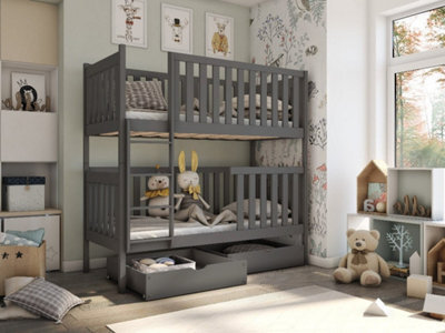 Arte Stylish Graphite David Bunk Bed With Storage And Foam Mattresses (H)179Cm (W)198Cm (D)98Cm - Versatile & Modern - image 1
