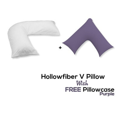 Chilimilii V Pillow With Free V Pillowcase Polycotton Cover Orthopedic Neck & Back Support Hollowfiber Filled Pillow