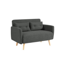Mattress Guru Roxy Modern 2-Seater Loveseat Sofa, Convertible Fold-Out Sofabed, Borg Fabric, Grey - thumbnail 2