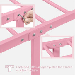 Yaheetech Pink 3Ft Single Metal Bed Frame With Slatted Headboard And Footboard - thumbnail 8