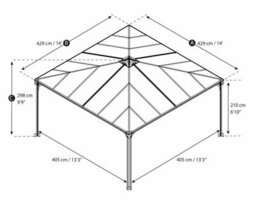 Canopia by Palram Palermo 4300 Garden Gazebo - Polycarbonate - L429 X W429 X H298 Cm - Grey - thumbnail 5
