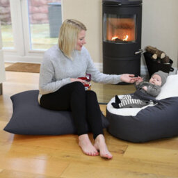 rucomfy Beanbags Rucomfy Indoor Or Outdoor Water Resistant  Floor Cushion Beanbag - Grey Versatile Lounge Pillow - thumbnail 2