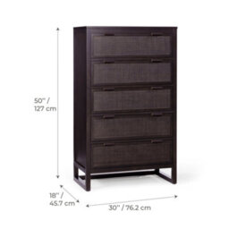 Teamson Home Hatteras Chest Of Drawers 5 Drawer Bedroom Dresser, Espresso - thumbnail 5