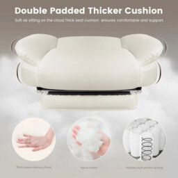Cream Big& Tall Pu Leather Office Chair With Footrest, High Back - thumbnail 4