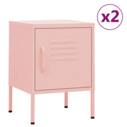 Berkfield Nightstands 2 Pcs Pink 35X35X51 Cm Steel - thumbnail 1