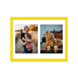 16X12 Inch 2 Opening Photo Collage Frame, Display Two 9X7 Inch Photos, Multi Aperture Family Picture Frame, Yellow - thumbnail 1