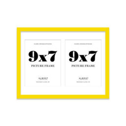 16X12 Inch 2 Opening Photo Collage Frame, Display Two 9X7 Inch Photos, Multi Aperture Family Picture Frame, Yellow - thumbnail 2