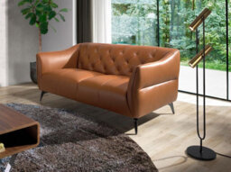 Angel Cerda Elegant Brown Leather Chester 2-Seater Sofa For Modern Living Rooms - thumbnail 2
