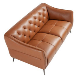 Angel Cerda Elegant Brown Leather Chester 2-Seater Sofa For Modern Living Rooms - thumbnail 6