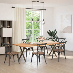 Berkfield Modern Dining Table Legs X-Shaped 2 Pcs Natural Steel 80X(72-73) Cm Steel
