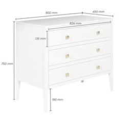 Wyld Haus Paris White Wood Grain 3 Drawer Chest - thumbnail 3