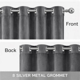 Bedlooms Charcoal Crushed Velvet Curtains Blackout Thermal Insulated Eyelet Curtain (Pair) 66 X 72 Inches With Tie Back Two - thumbnail 5
