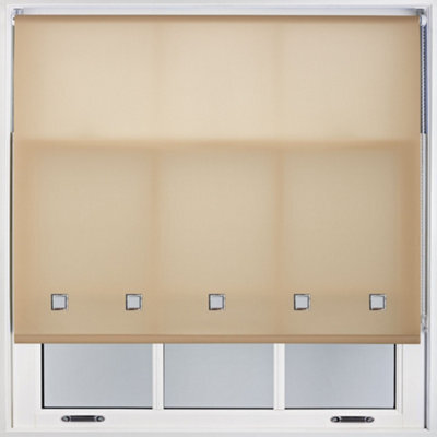 Cappuccino Roller Blind With Chrome Square Eyelets And Meta Fittings Cut To Size By Furnished - (W)90Cm X (L)165Cm