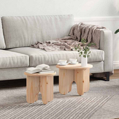 Berkfield Coffee Table 2 Pcs Natural Solid Pine Wood - image 1