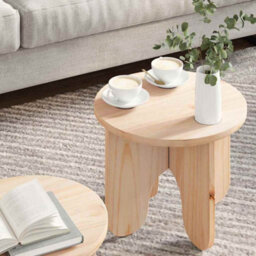 Berkfield Coffee Table 2 Pcs Natural Solid Pine Wood - thumbnail 4