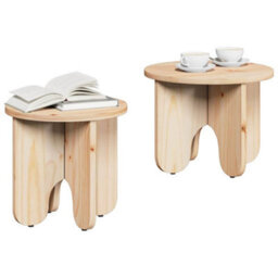 Berkfield Coffee Table 2 Pcs Natural Solid Pine Wood - thumbnail 3