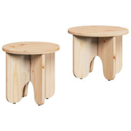Berkfield Coffee Table 2 Pcs Natural Solid Pine Wood - thumbnail 2